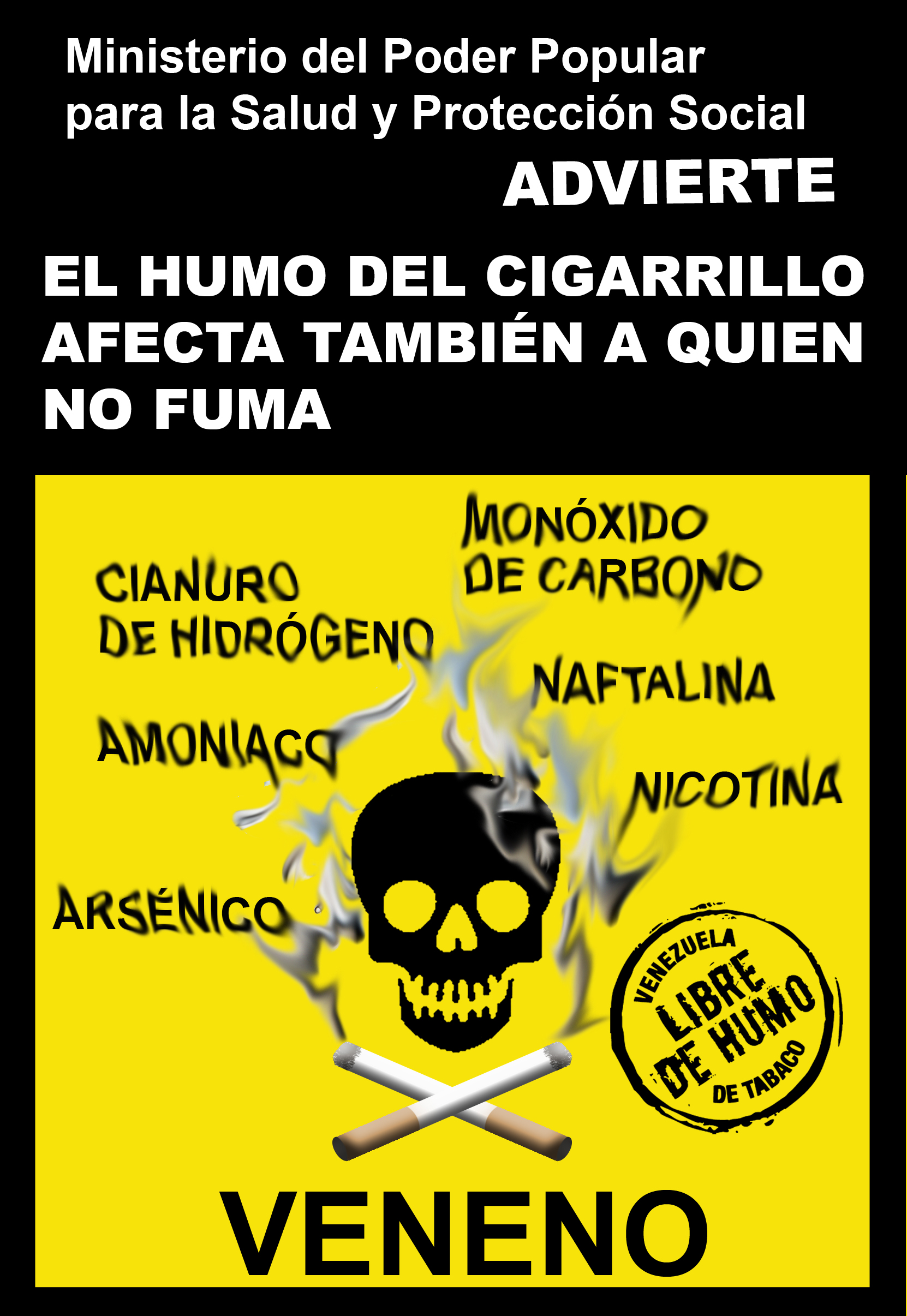 Venezuela 2009 ETS General - smoking affects non-smokers, skill and crossbones